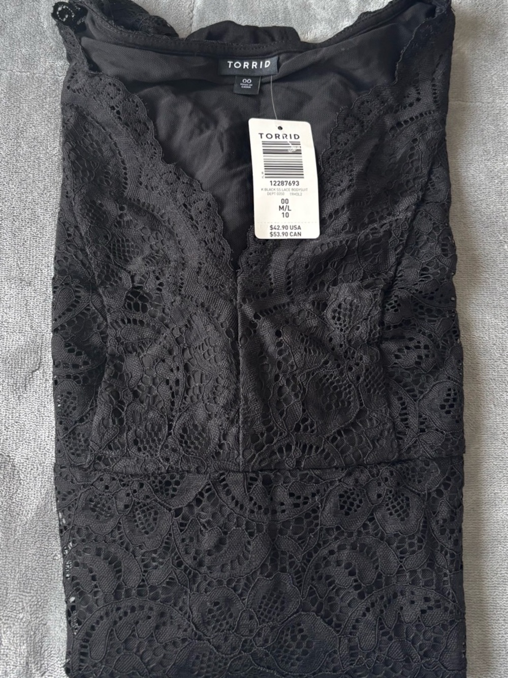 Torrid Black Lace V-Neck Bodysuit - Picture 3 of 4